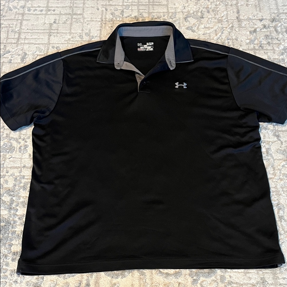 Under Armour Men's Black and Gray Polo Shirt XL